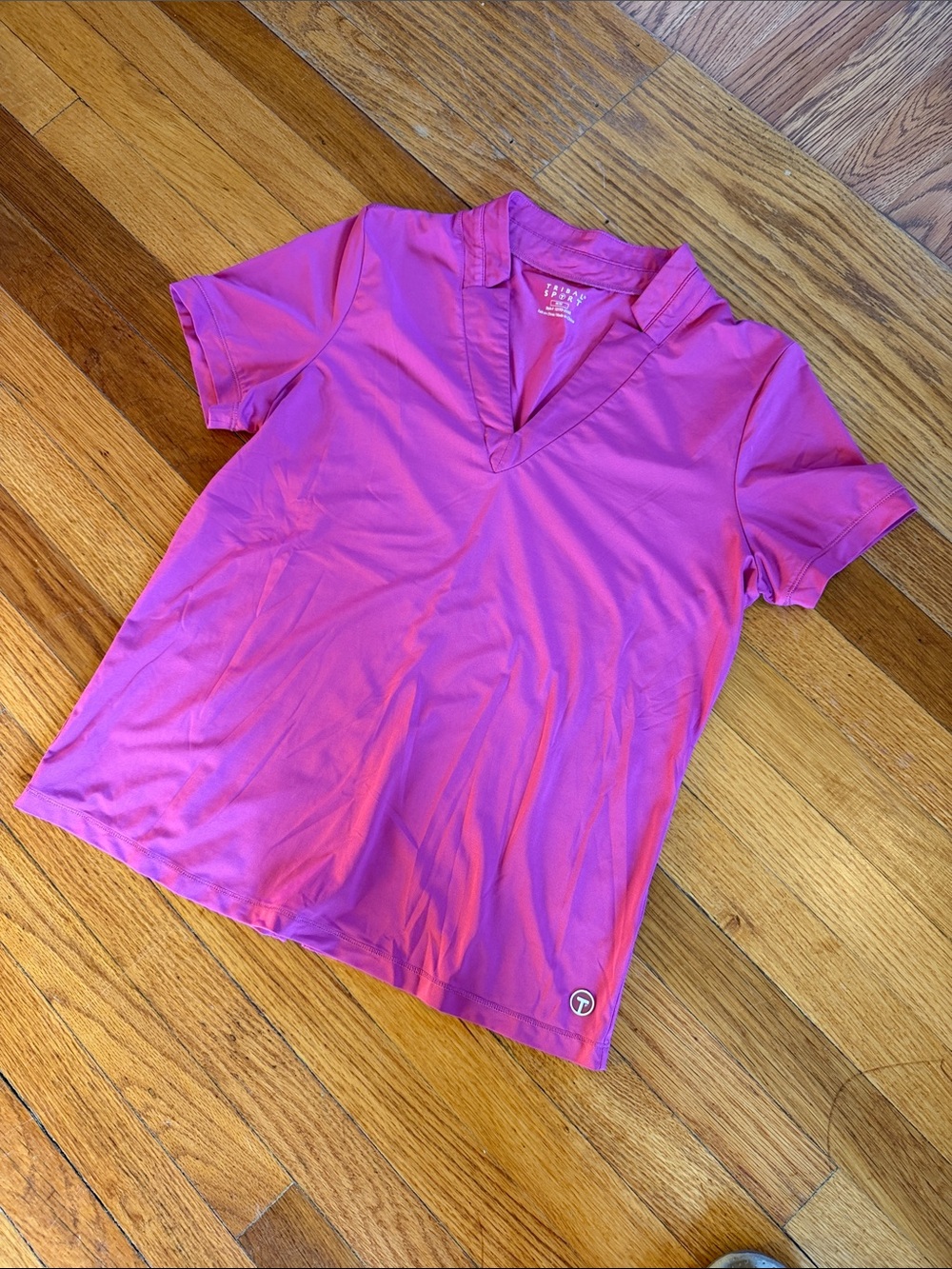 Tek Gear Girls' V-Neck Short Sleeve Active Tee in Fuchsia